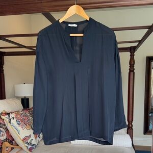 Vince Midnight Blue Silk Top